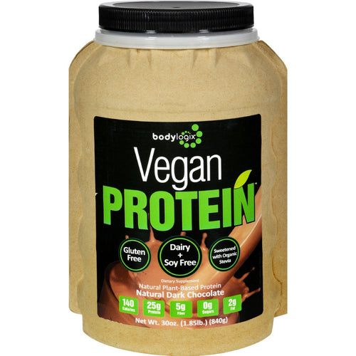 Bodylogix Protein Powder - Vegan Plant Based - Dark Chocolate - 1.85 Lb