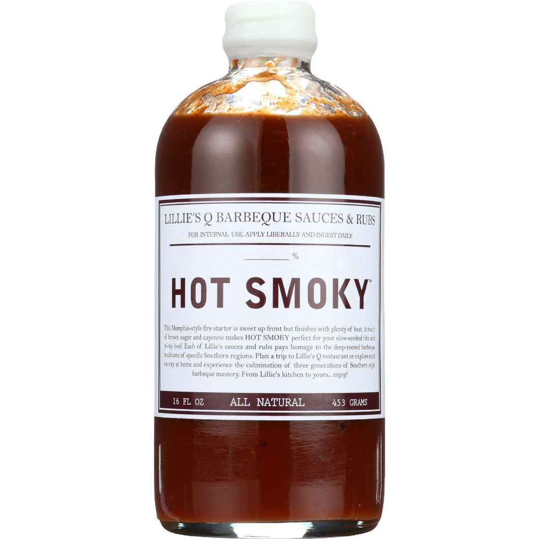 Lillies Q Barbeque Sauce - Hot Smoky - 16 Oz - Case Of 6