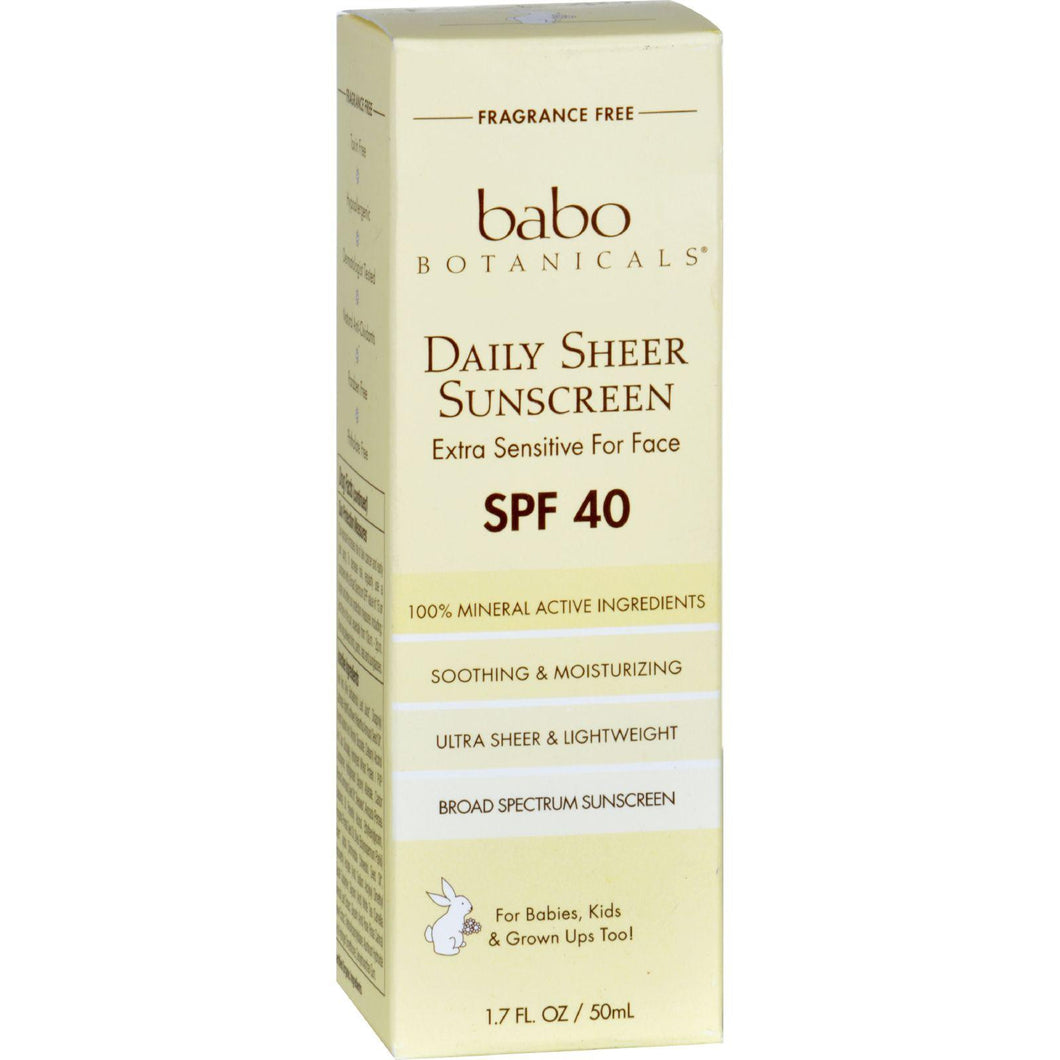 Babo Botanicals Sunscreen - Daily Sheer - Spf 40 - 1.7 Oz