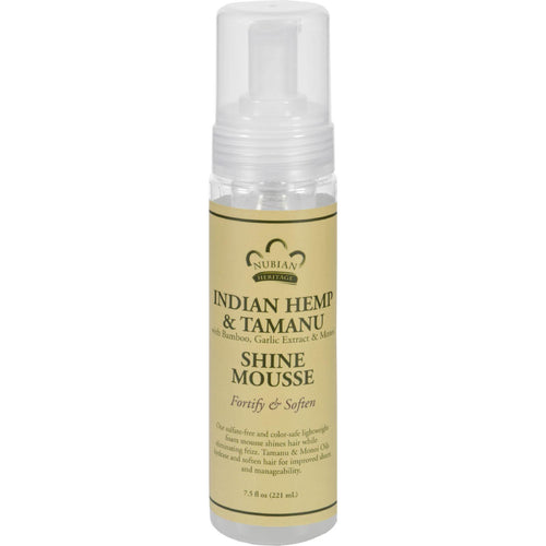 Nubian Heritage Mousse - Shine - Indian Hemp And Tamanu - 7.5 Oz