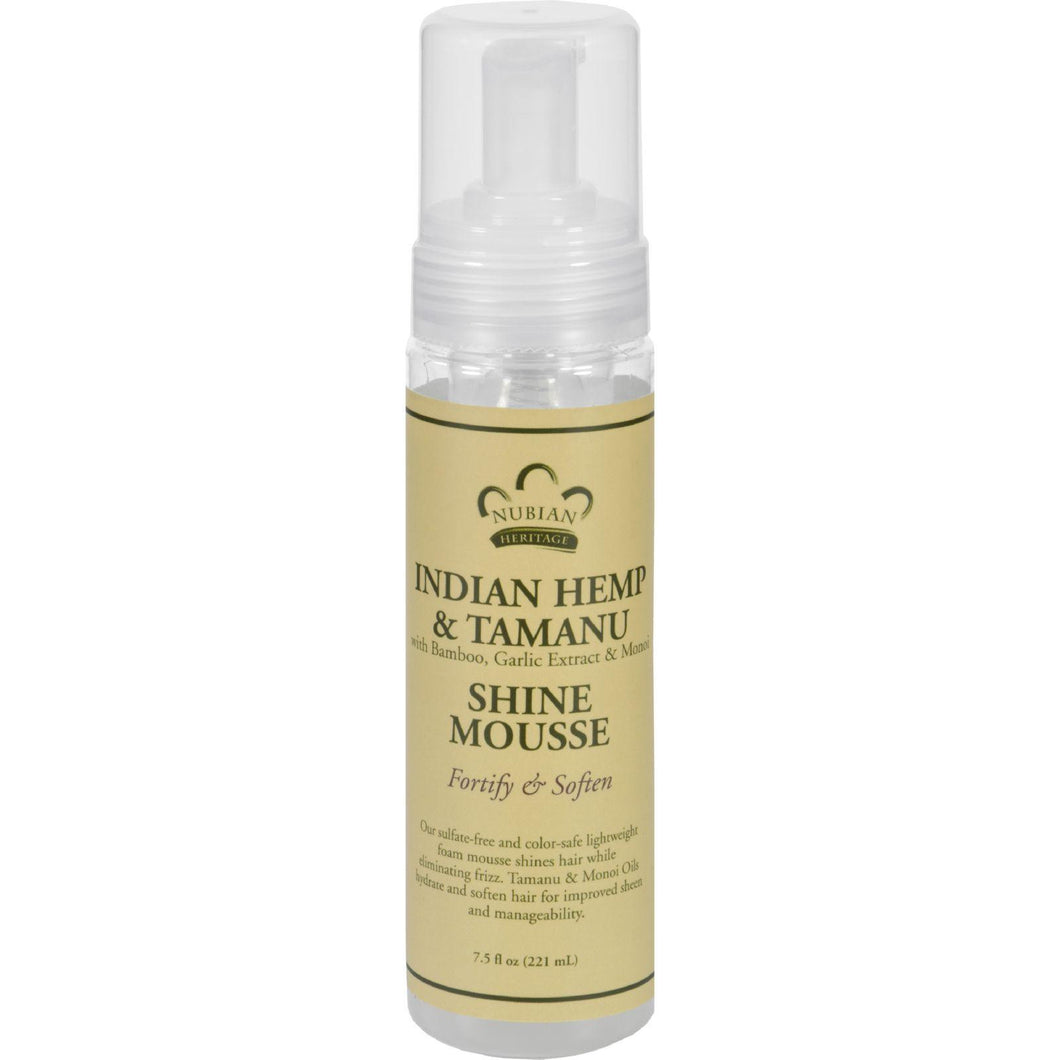 Nubian Heritage Mousse - Shine - Indian Hemp And Tamanu - 7.5 Oz