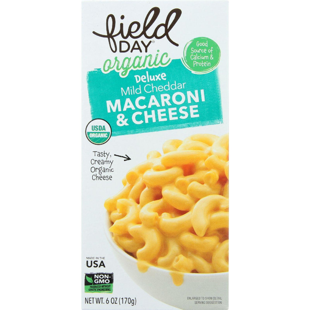 Field Day Macaroni And Cheese - Organic - Deluxe - Mild Cheddar - 6 Oz - Case Of 12