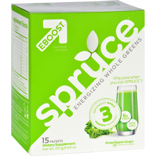 Eboost Spruce - Energizing Whole Greens - Powder - Green Apple - 8.84 Oz