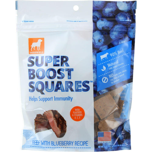 Dogswell Dog Treats - Super Boost Squares - Immunity - Beef With Blueberry - 5 Oz - Case Of 12