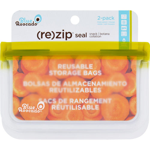 Blue Avocado Bag - Re-zip - Snack - Green - 2 Count